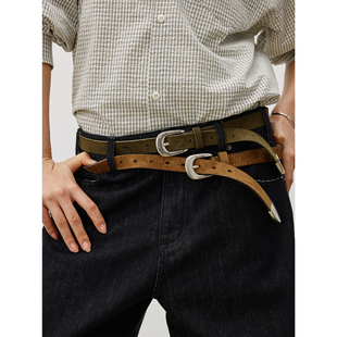 MADE 反面头层牛皮 25AW 麂皮面 造型感腰带皮带 定制金属头