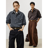 T形袋盖 25AW 重磅羊毛 复古氛围感格纹磨毛长袖 格子衬衫 MADE