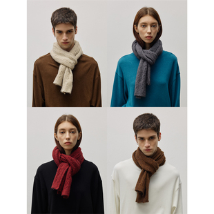 冬日色系 立体绞花 25AW 保暖羊毛长方形针织围脖围巾 MADE