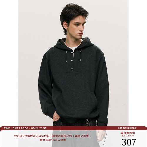 LR MADE 26AW 调节袢扣织带 复古混色肌理 保暖套头连帽衫卫衣
