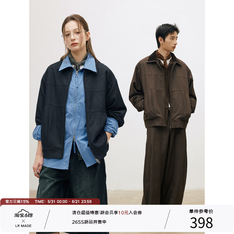 LR MADE 26SS 内里格纹 灯芯绒拼接领口 花纱肌理压线夹克外套
