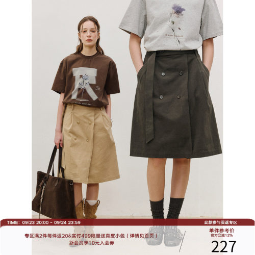 LR MADE 26SS 女装单品 双排扣可拆卸腰带 百搭休闲工装A字半身裙