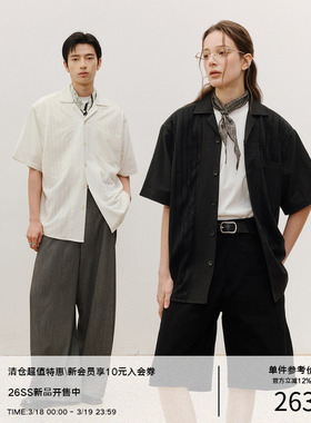 LR MADE 26SS 莱赛尔麻混纺  镂空纱感拼接 慵懒古巴领短袖衬衫