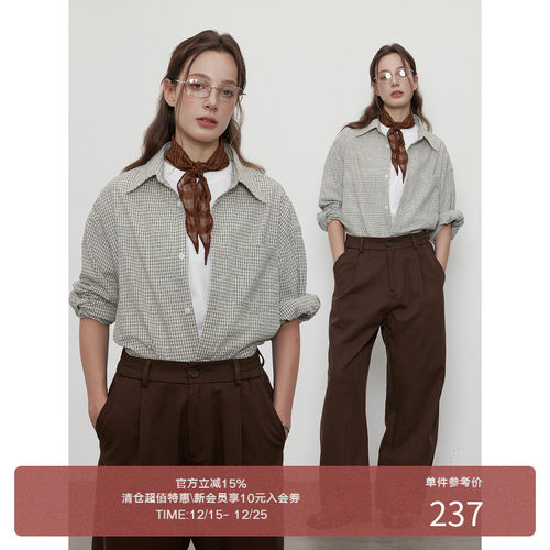 LR MADE 25AW 双色编织细格纹 微皱感 单穿叠穿复古格子衬衫