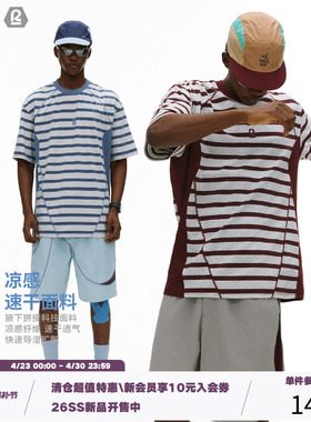 LR MADE 26SS运动系列 凉感面料撞色拼接 条纹圆领短袖T恤