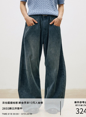 LR MADE 26SS 做旧灯芯绒 同色马骝褶位弯刀牛仔长裤