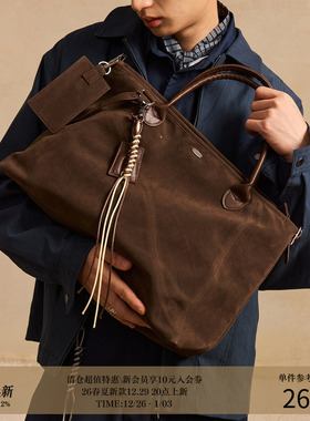 LR MADE 25AW 细腻麂皮绒 手提斜跨单肩旅行托特包 附带小零钱包