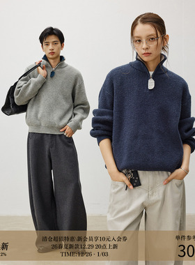 LR MADE 25AW手钩线挂饰 撞色内领 保暖羊毛半拉链套头毛衣针织衫