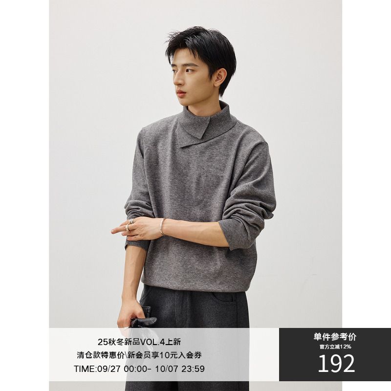 LR MADE 25AW 异形立翻双层领 保暖羊毛 长袖打底高领毛衣针织衫