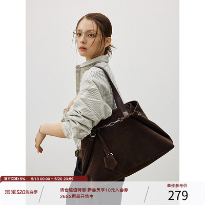 LR MADE 暗纹PU/颗粒感麂皮 单肩/斜挎/手拎 通勤HOBO托特包