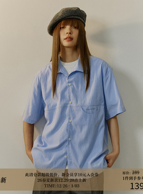 LR MADE 24SS 半圆弧口袋 主题刺绣 复古美式翻领基础短袖衬衫