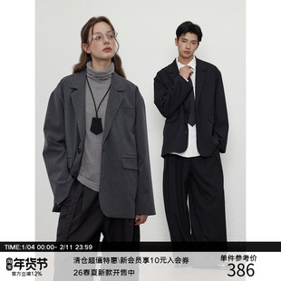 LR MADE 25AW 高品质细条纹路TR  微廓形平驳领通勤西装夹克外套