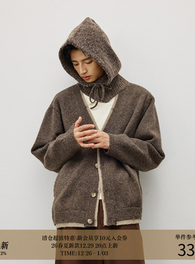 LR MADE 25AW 局部层次拼色 不规则挑磨门襟 保暖v领毛衣针织开衫