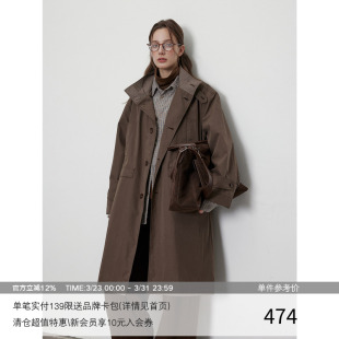 中长款 慵懒廓形 复古立领撞色格纹 A字型风衣外套 MADE