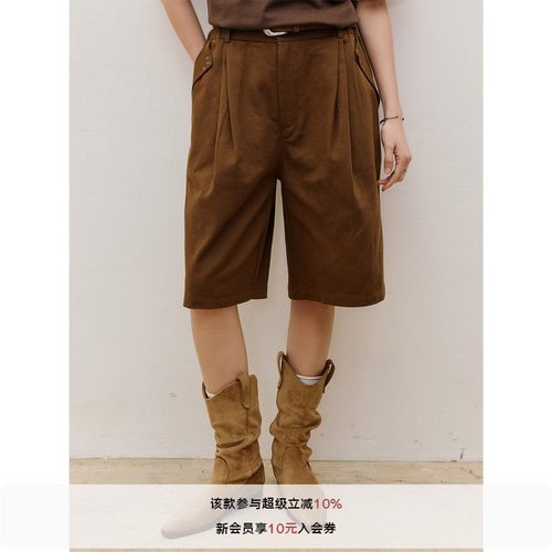 LR MADE 26SS  铆钉立体翻折袋 双叠层次打褶 棉麻混纺宽松短裤