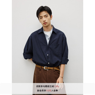 LR MADE 深V翻领 撞色立领门襟 假两件层次感 休闲长袖衬衫