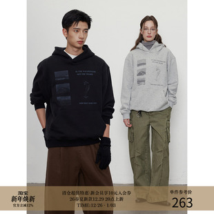 MADE 410G棉混纺薄绒连帽衫 25AW 霜感表面 卫衣 场景剪影印花