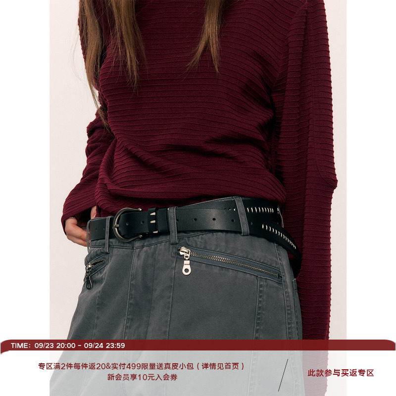 LR MADE 26AW 双挖孔手缝线 简约造型感真皮腰带 百搭牛皮皮带
