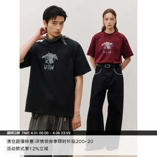 凉感Sorona® 26SS MADE 印花T恤 素图案 圆领短袖 酒杯花卉元