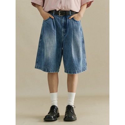 LRMADE24SS双褶牛仔短裤