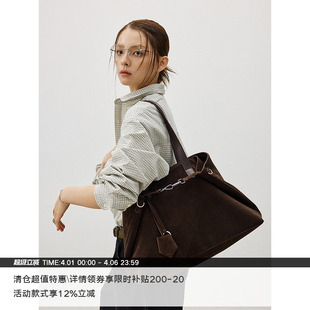 颗粒感麂皮 暗纹PU MADE 通勤HOBO托特包 斜挎 手拎 单肩