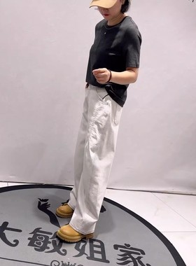 90332豪雅依绣年货新款欧货水洗牛仔裤加大码女装胖妹妹弯刀裤女