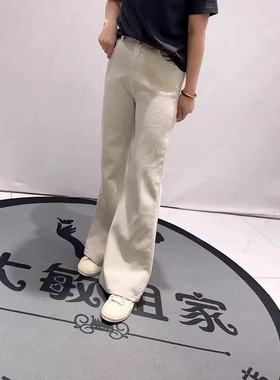 90331豪雅依绣年货新款欧货水洗牛仔裤大码女装胖妹妹显瘦微喇裤