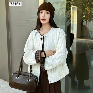妃儿红7316初冬新款欧货减龄夹棉外套加大码女装胖妹妹显瘦开衫女