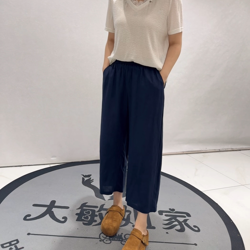 芮娜依莲夏季新款大码麻料女裤子