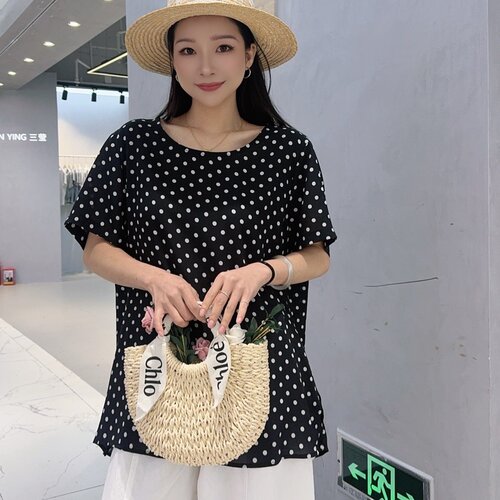 妃儿红夏季新款大码显瘦短袖衫女