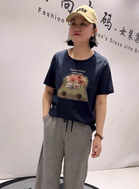 芮娜依莲5638夏季新款欧货卡通圆领短袖加大码女装胖妹妹上衣T恤