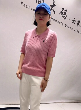 女权贵族3819初夏新款欧货短袖针织衫加大码女装胖妹妹显瘦POLO衫