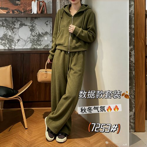 妃儿红秋季新款大码两件套套装女