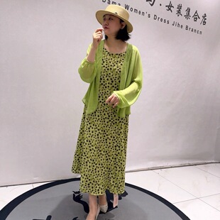 芮娜依莲5335夏季新款欧货防晒外套搭坎袖裙两件套加大码女装裙子