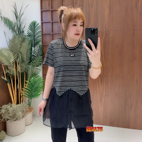 妃儿红夏季新款大码中长款短袖衫