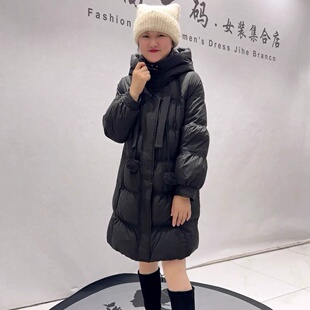 芮娜依莲9505冬季新款中长款羽绒服加大码女装胖妹妹显瘦长款外套