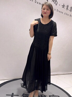 芮娜依莲9223夏季新款欧货连衣裙加大码女装胖妹妹宽松显瘦气质裙