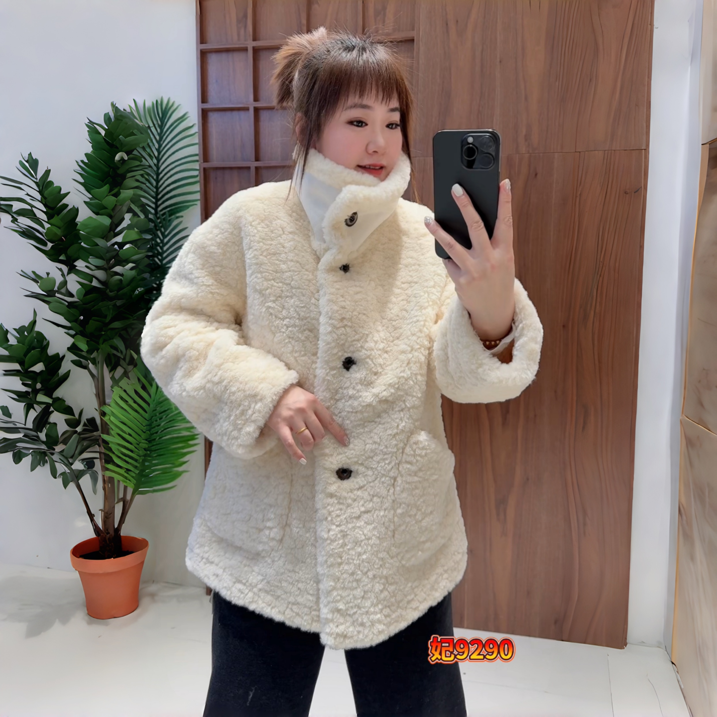 妃儿红冬季新款大码羊羔毛厚外套