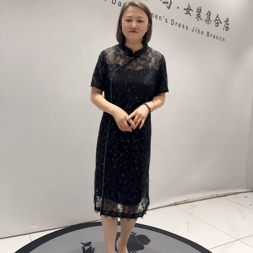 芮娜依莲夏新款大码旗袍裙连衣裙
