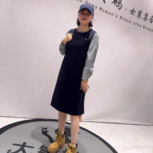 1266芮娜依莲春季新款欧货连衣裙加大码女装胖妹妹宽松显瘦减龄裙