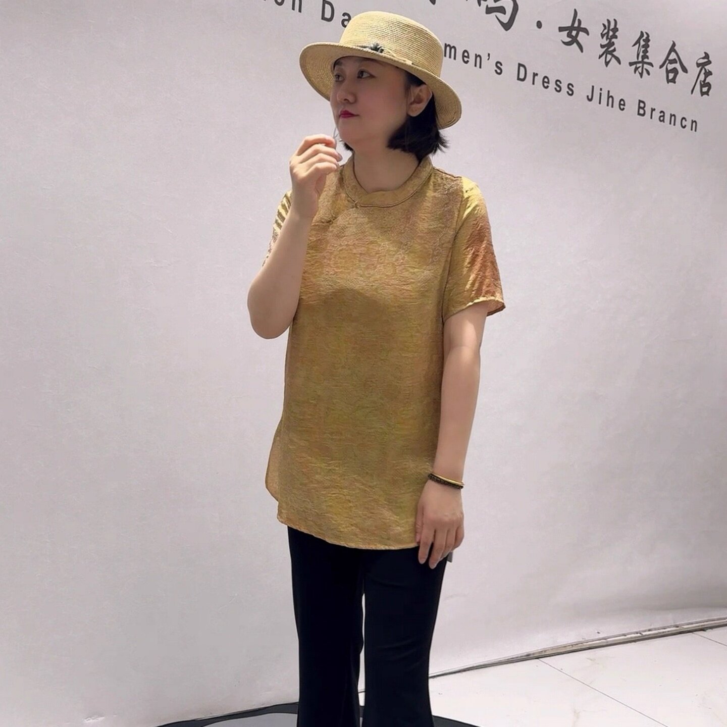 女权贵族31009夏季新款欧货新中式国风旗袍衫短袖加大码女装上衣