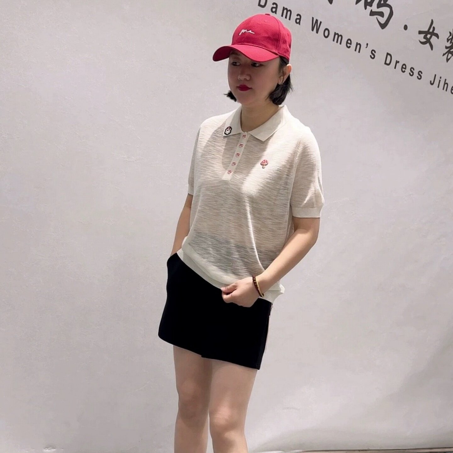 芮娜依莲1762夏季新款欧货POLO领针织衫短袖加大码女装胖妹妹上衣