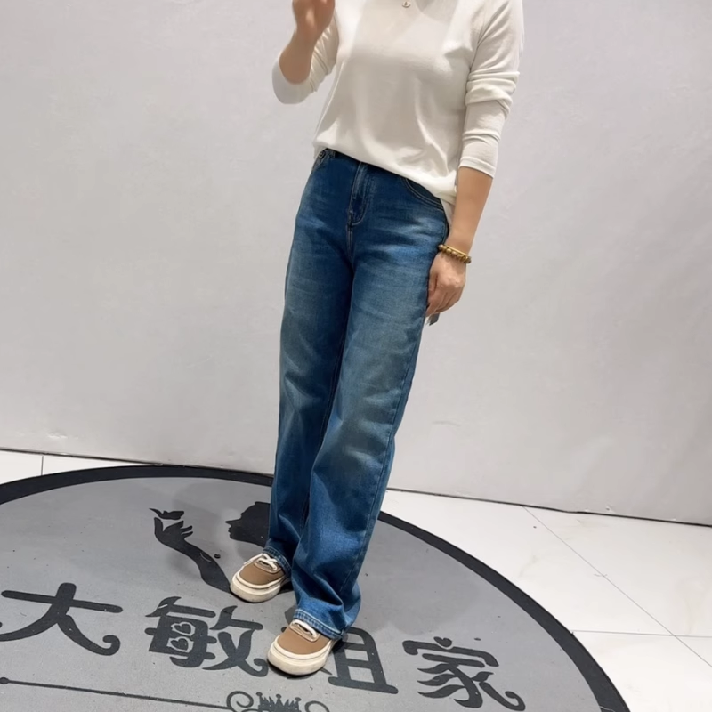 柏菲蒂秋冬款大码植绒牛仔裤女裤