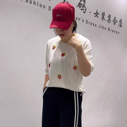 女权贵族秋新款大码五分袖针织衫