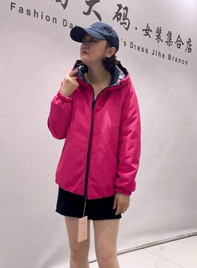 芮娜依莲秋冬双面穿连帽棉服外套