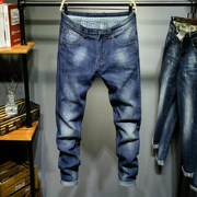 Quần jeans nam mùa hè thương hiệu nam triều thẳng Slim Phiên bản Hàn Quốc của xu hướng quần dài co giãn mỏng - Quần jean