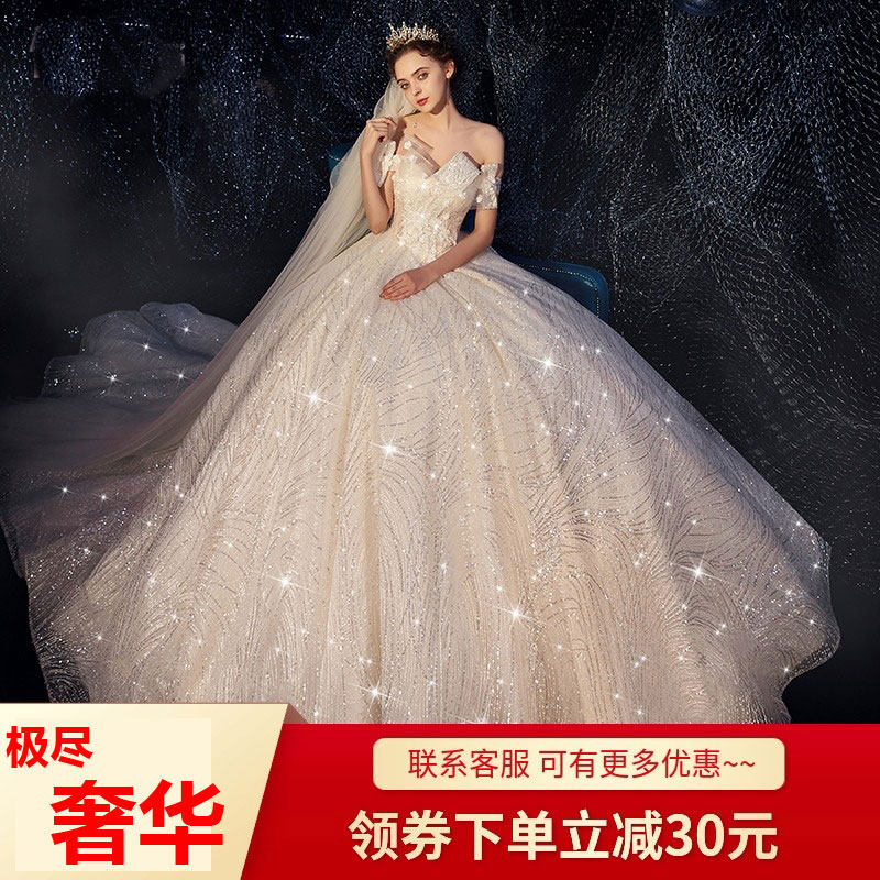 重工2019新款星空婚纱赫本新娘奢华公主网红梦幻抖音小个子拖尾女在类目 女装/女士精品, 婚纱/旗袍/礼服, 婚纱中 - 来自Buy2taobao.com提供专业的淘宝代购服务