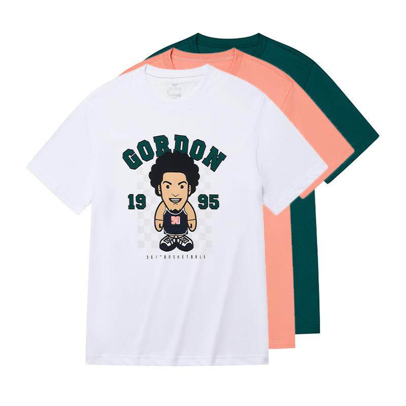 361度男子篮球运动衫图案宽松新品2023年夏季361学生圆领短袖T恤