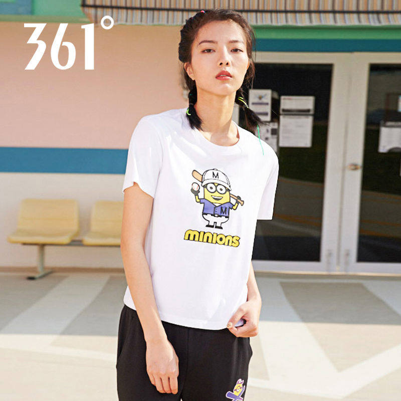 小黄人361°女运动T恤2026夏季百搭圆领透气T恤短袖半袖跑步上衣