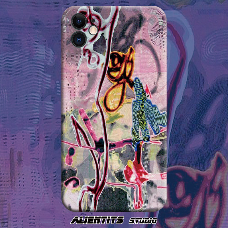 AlienTits原创 抽象复古涂鸦色彩艺术美术生极简适用于苹果iPhone安卓定制手机壳